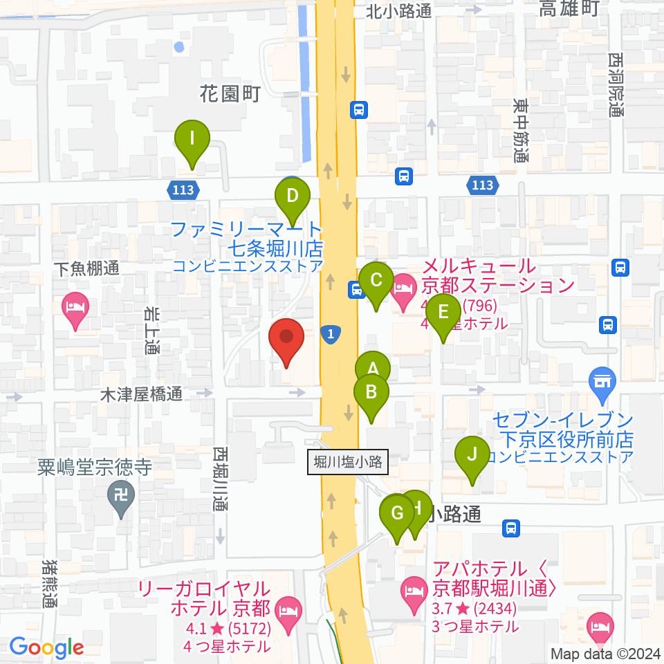 コントラバス工房 角本周辺のファミレス・ファーストフード一覧地図