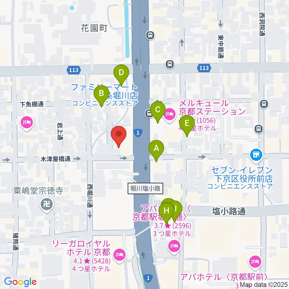 コントラバス工房 角本周辺のファミレス・ファーストフード一覧地図