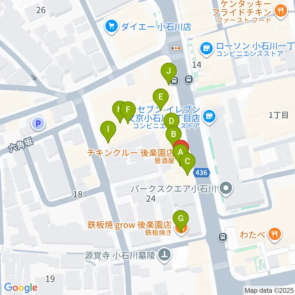 アルトフィールド音楽教室周辺のファミレス・ファーストフード一覧地図