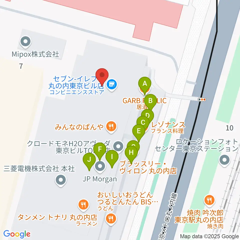 東京丸の内コットンクラブ周辺のファミレス・ファーストフード一覧地図