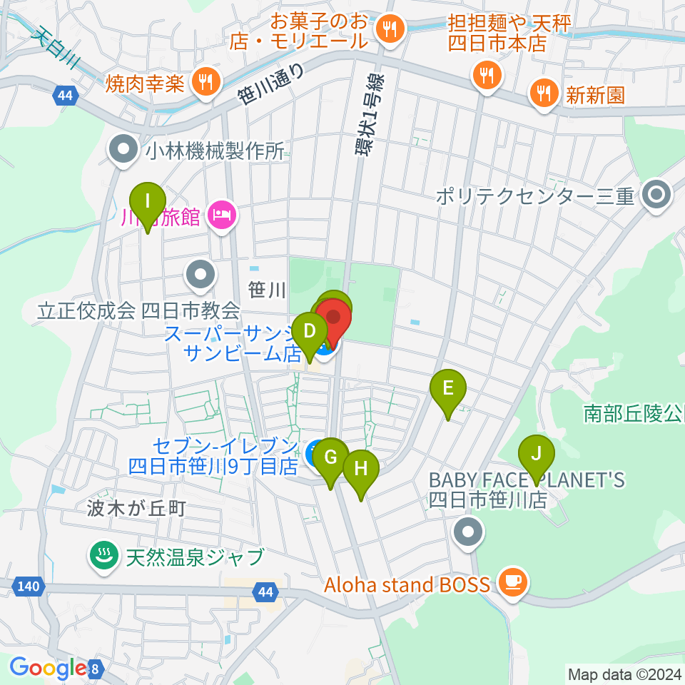 ジェシーズ周辺のファミレス・ファーストフード一覧地図