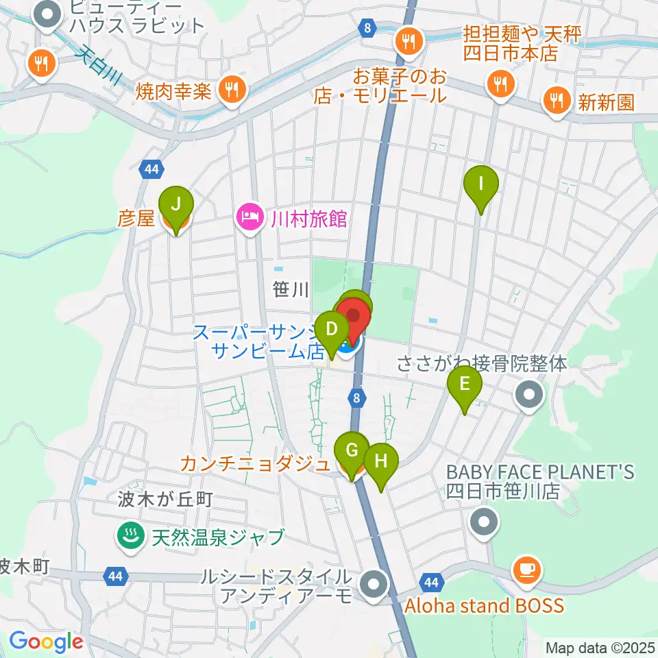 ジェシーズ周辺のファミレス・ファーストフード一覧地図