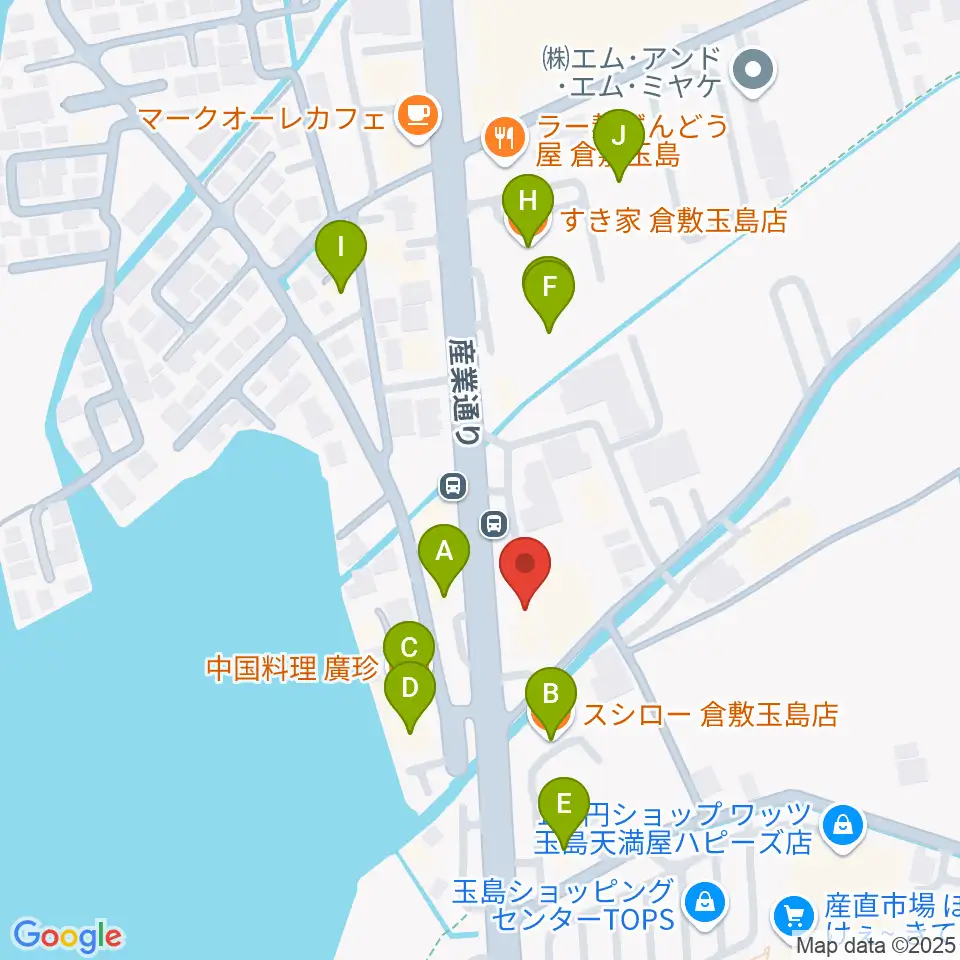 ミュージックサポートあうる周辺のファミレス・ファーストフード一覧地図