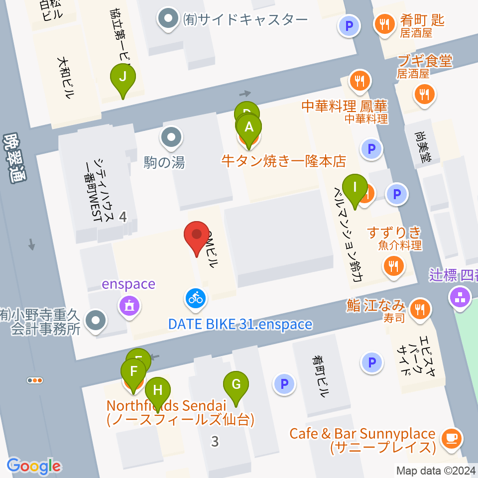 ケーズスタジオ周辺のファミレス・ファーストフード一覧地図