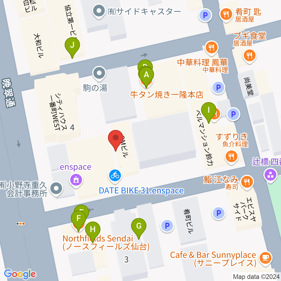 ケーズスタジオ周辺のファミレス・ファーストフード一覧地図