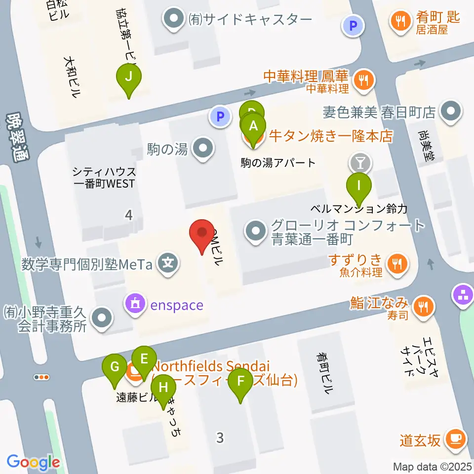 ケーズスタジオ周辺のファミレス・ファーストフード一覧地図