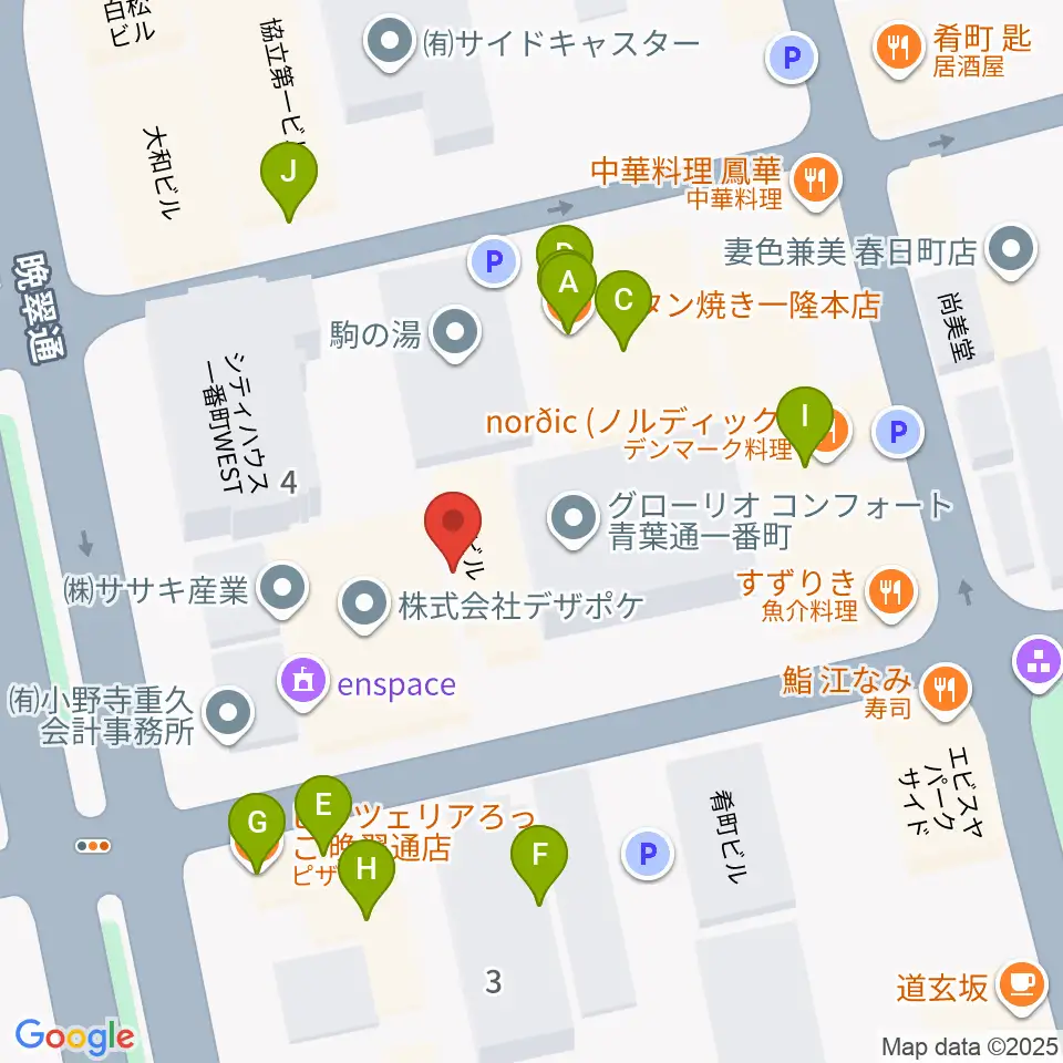 ケーズスタジオ周辺のファミレス・ファーストフード一覧地図