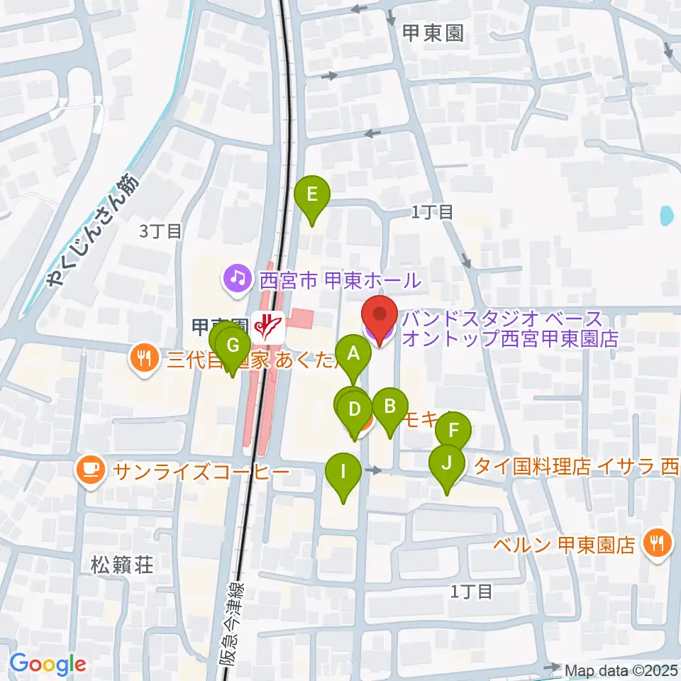 BASS ON TOP 甲東園店周辺のファミレス・ファーストフード一覧地図