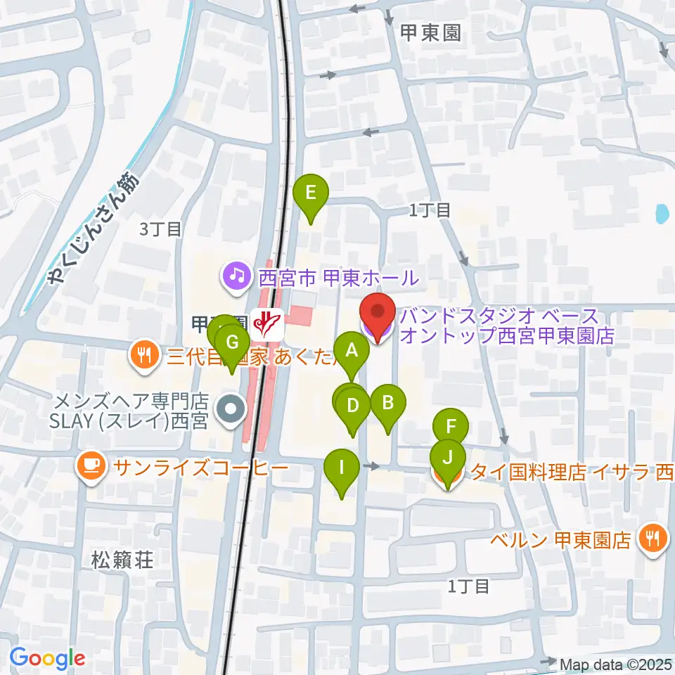 BASS ON TOP 甲東園店周辺のファミレス・ファーストフード一覧地図