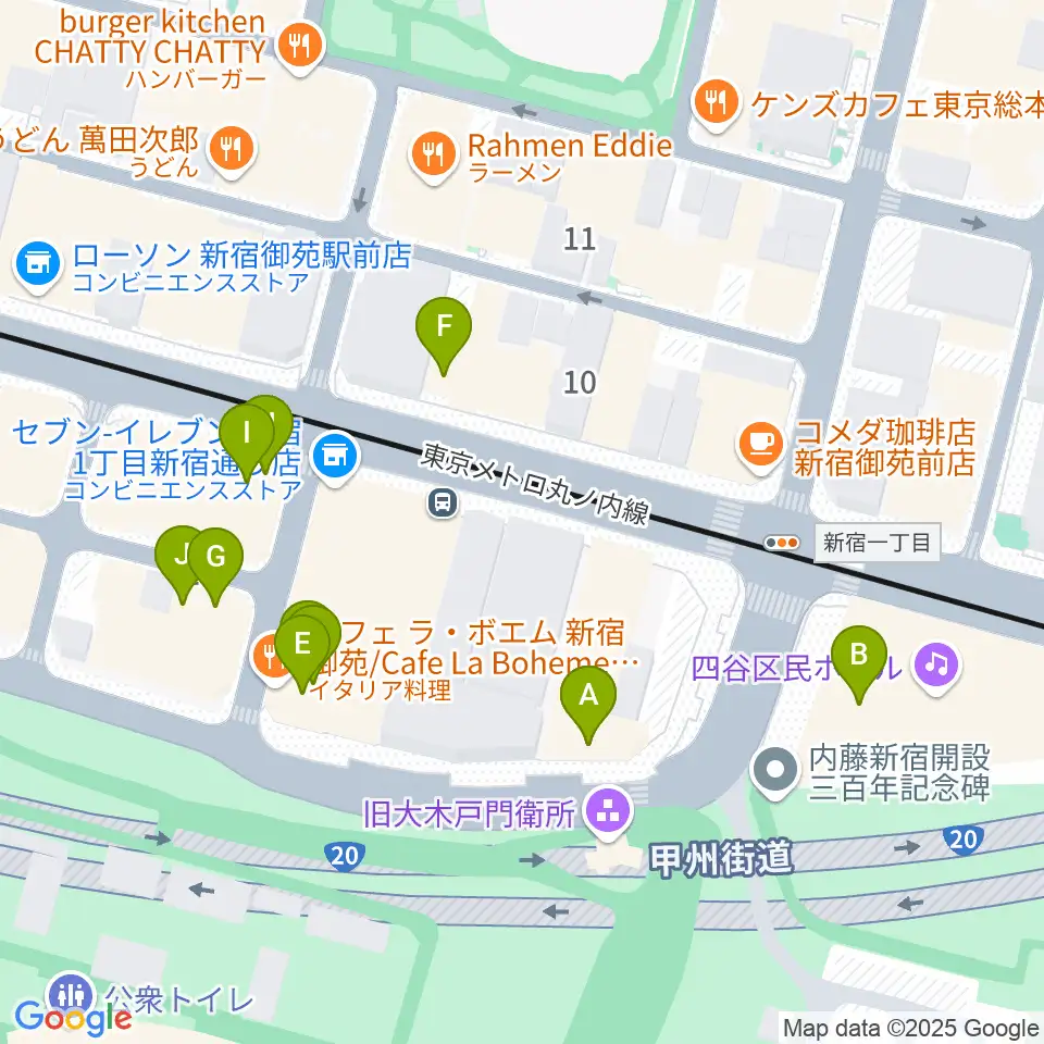 マエストローラ音楽院周辺のファミレス・ファーストフード一覧地図