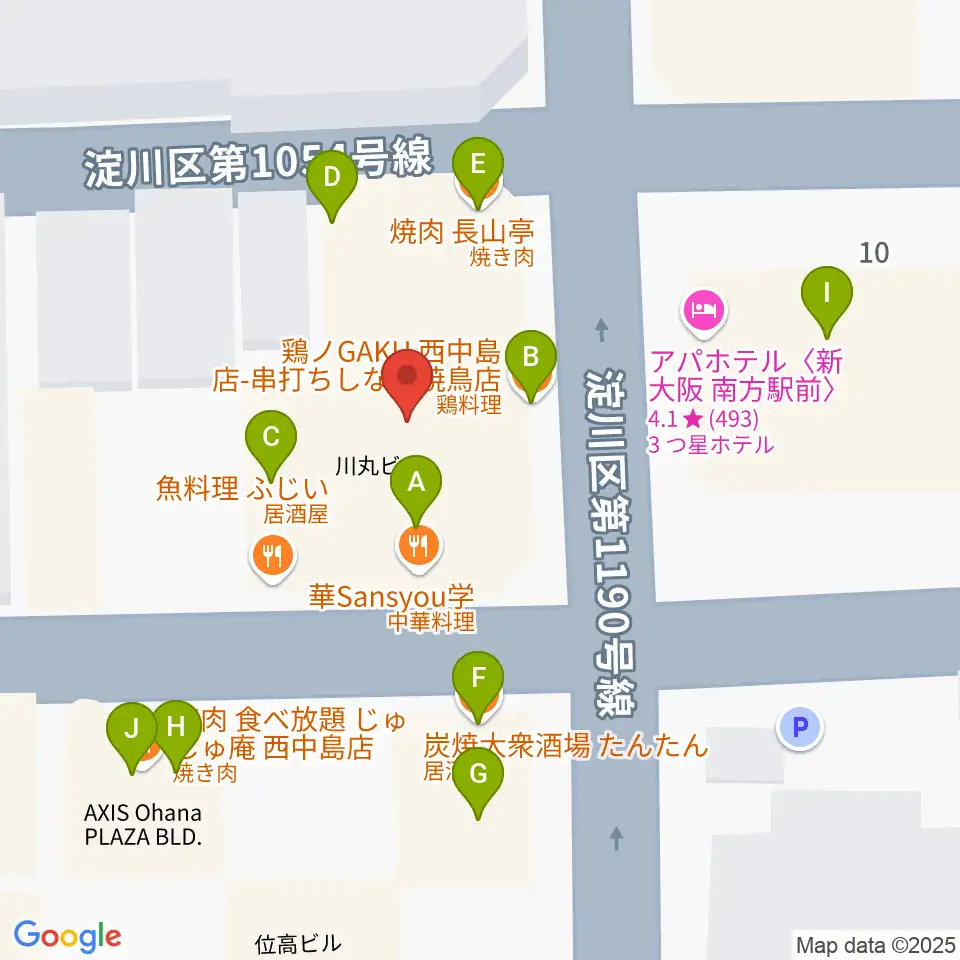 グスクミュージッククラブ周辺のファミレス・ファーストフード一覧地図