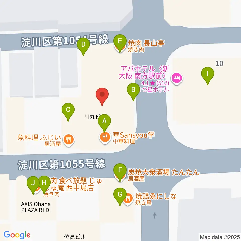 グスクミュージッククラブ周辺のファミレス・ファーストフード一覧地図