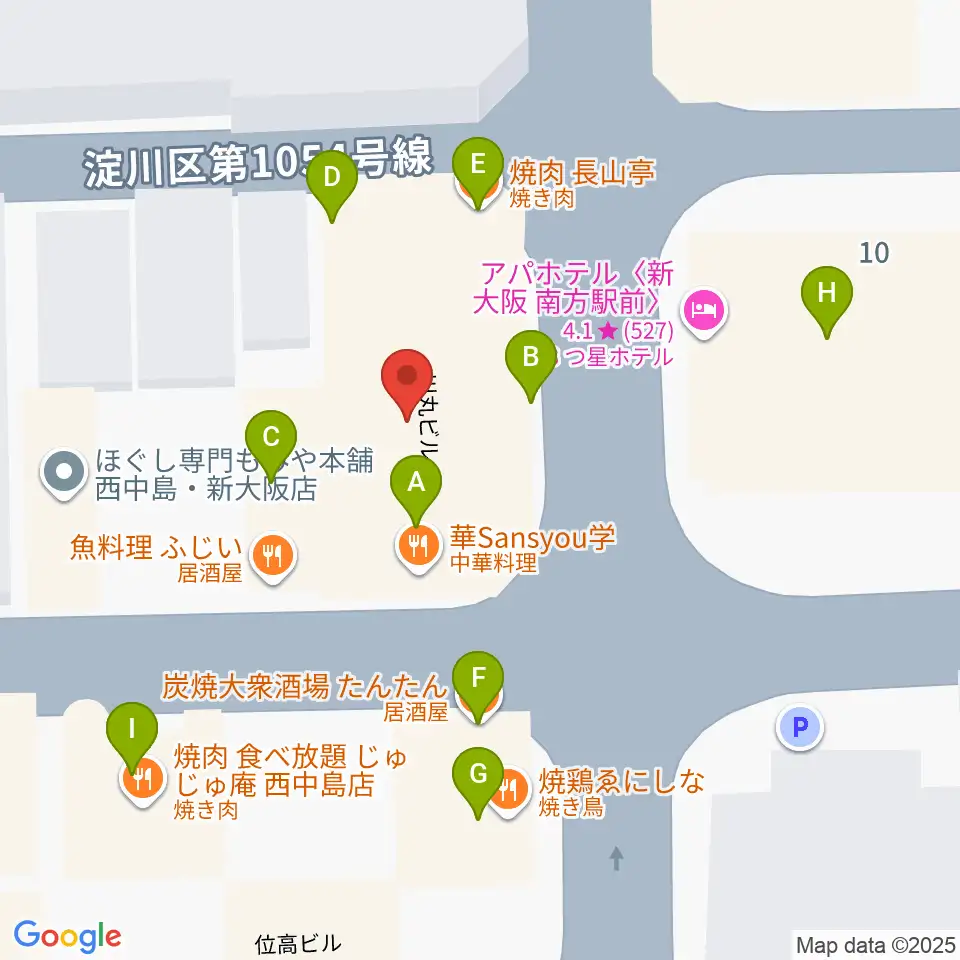 グスクミュージッククラブ周辺のファミレス・ファーストフード一覧地図
