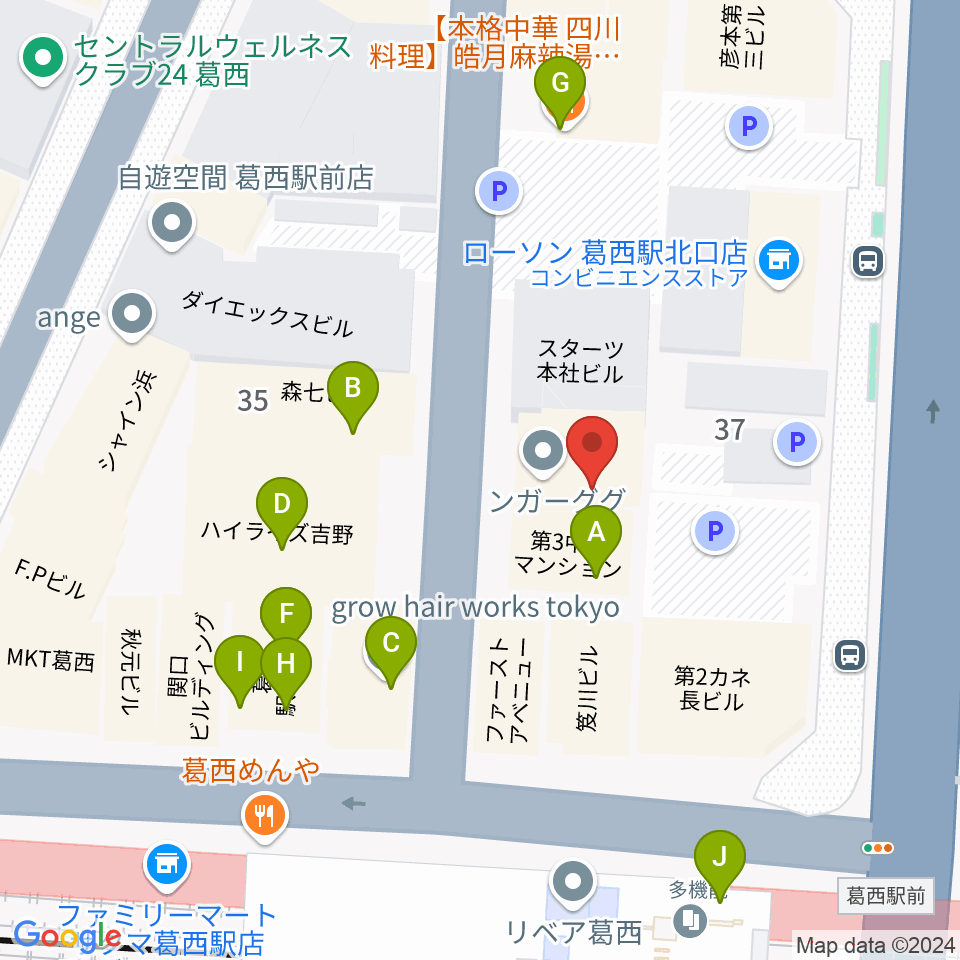 モア東京ボーカル教室 葛西駅校周辺のファミレス・ファーストフード一覧地図