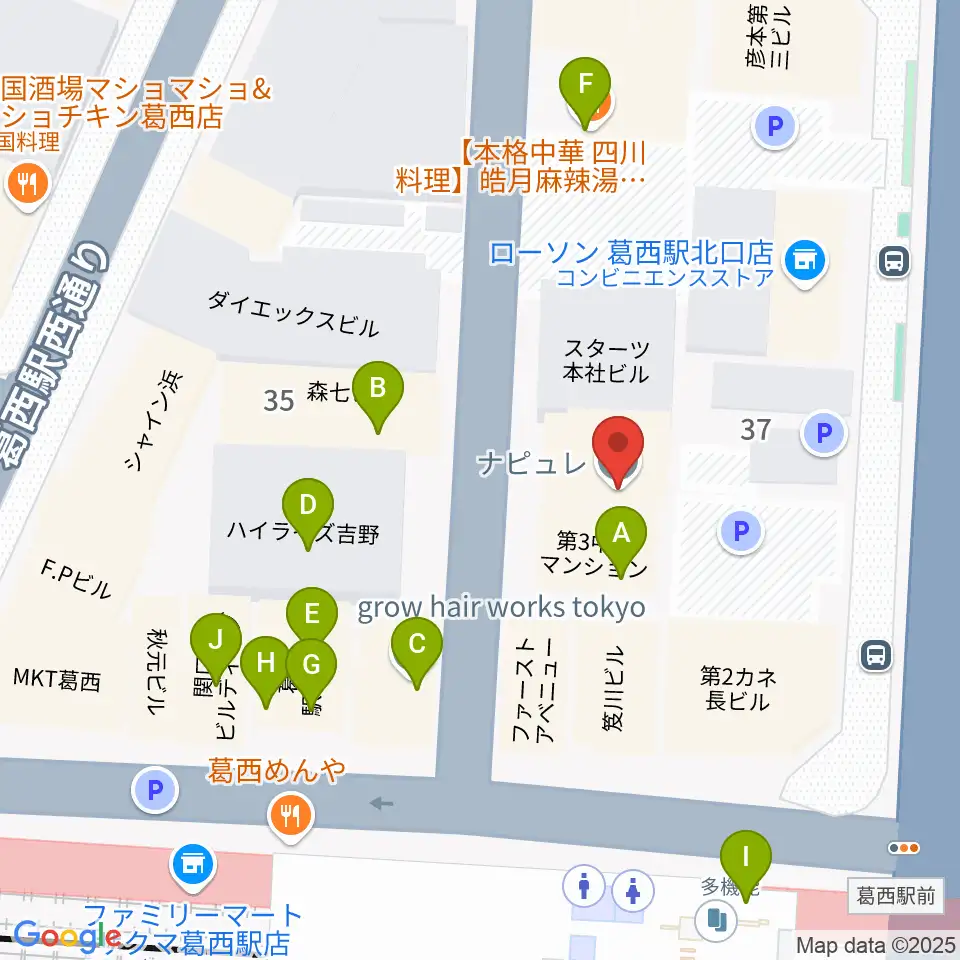 モア東京ボーカル教室 葛西駅校周辺のファミレス・ファーストフード一覧地図