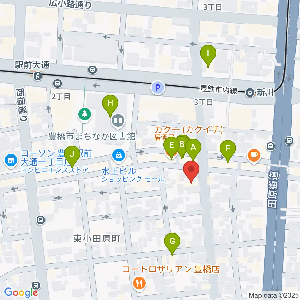 ハヤシ楽器リハーサルスタジオ周辺のファミレス・ファーストフード一覧地図