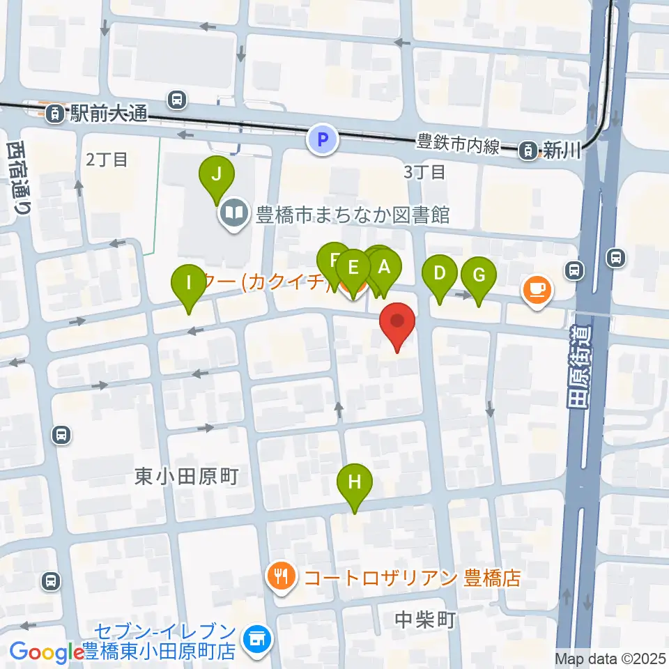 ハヤシ楽器リハーサルスタジオ周辺のファミレス・ファーストフード一覧地図