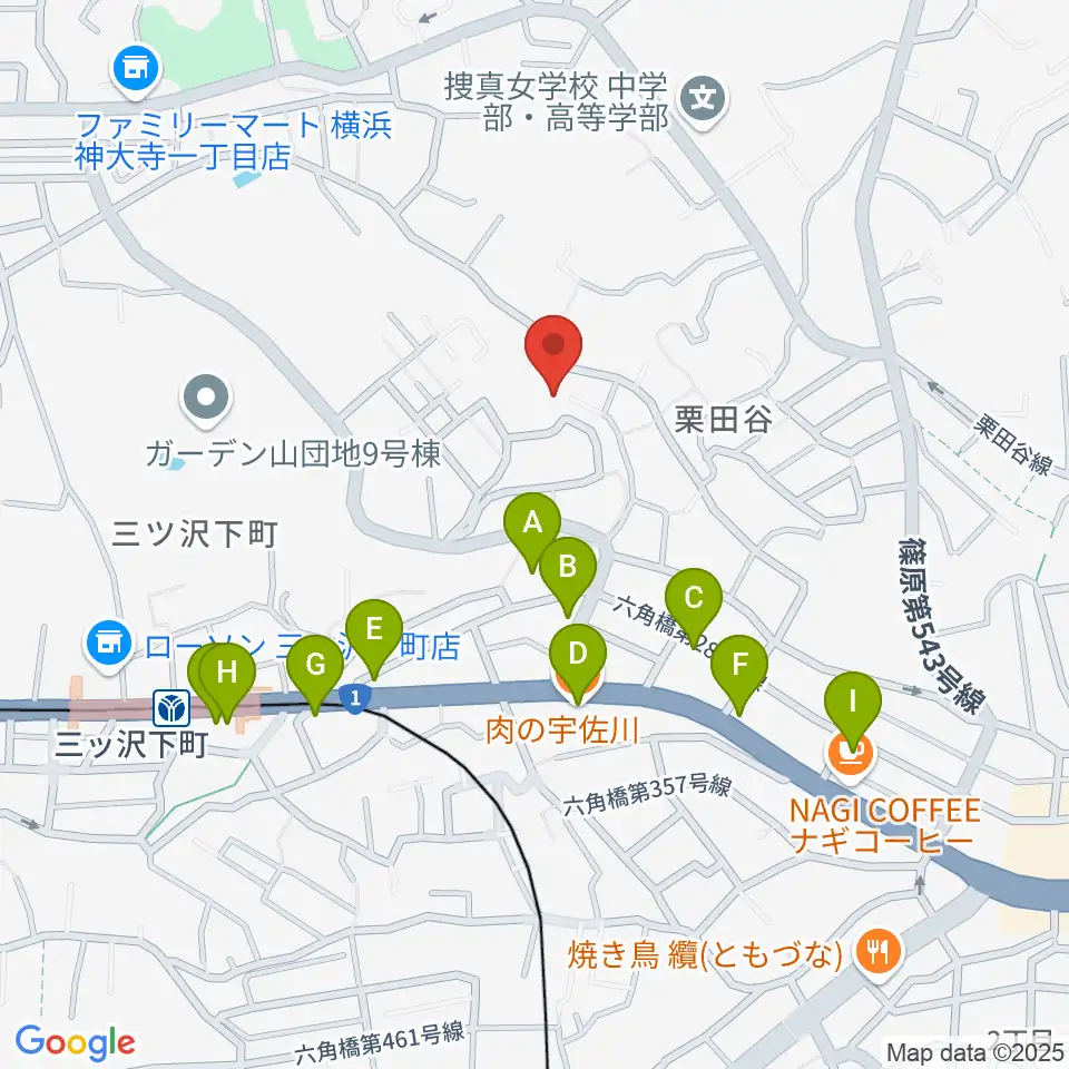 リバーシティミュージックエンタテインメント周辺のファミレス・ファーストフード一覧地図