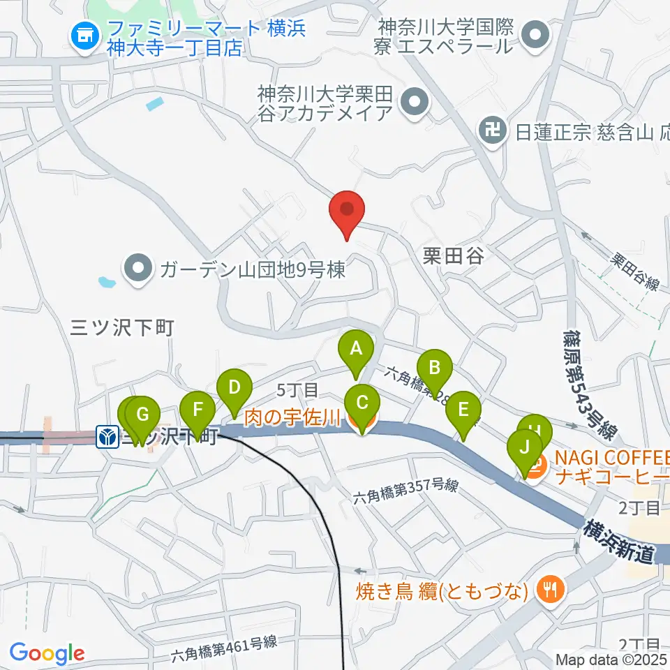 リバーシティミュージックエンタテインメント周辺のファミレス・ファーストフード一覧地図