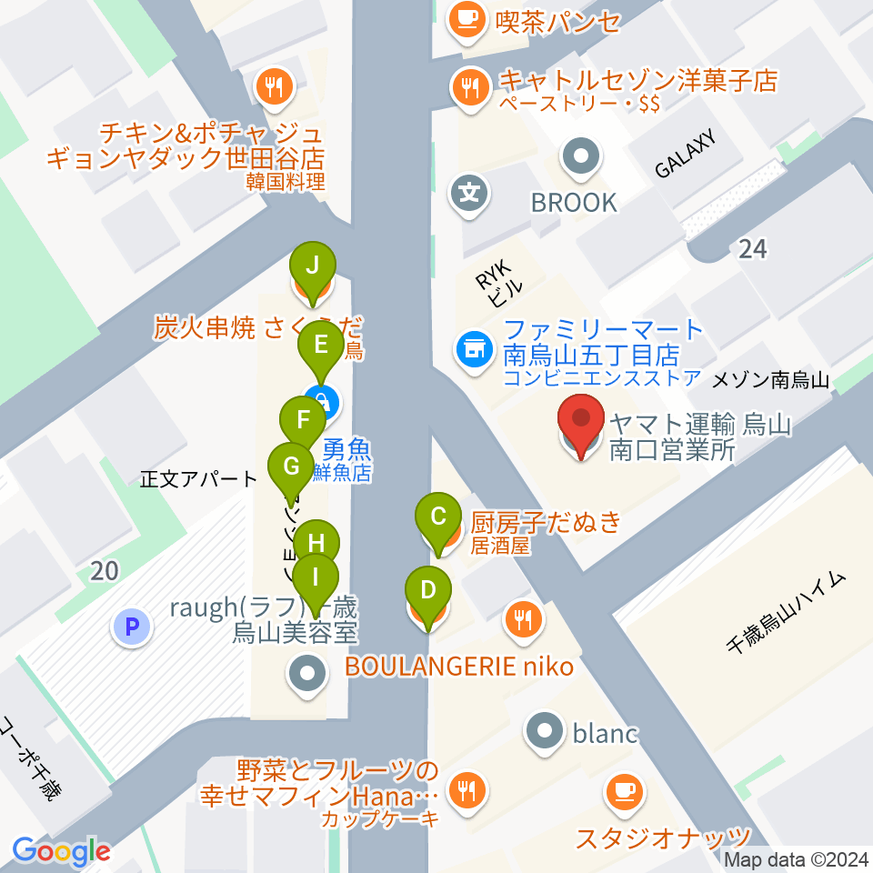 スタジオゼロナイン周辺のファミレス・ファーストフード一覧地図