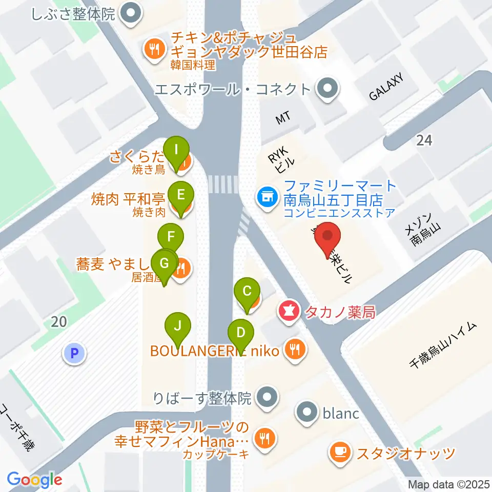 スタジオゼロナイン周辺のファミレス・ファーストフード一覧地図