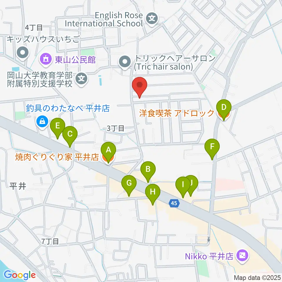 オトノハ周辺のファミレス・ファーストフード一覧地図
