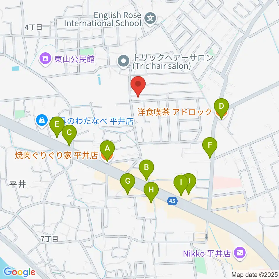 オトノハ周辺のファミレス・ファーストフード一覧地図