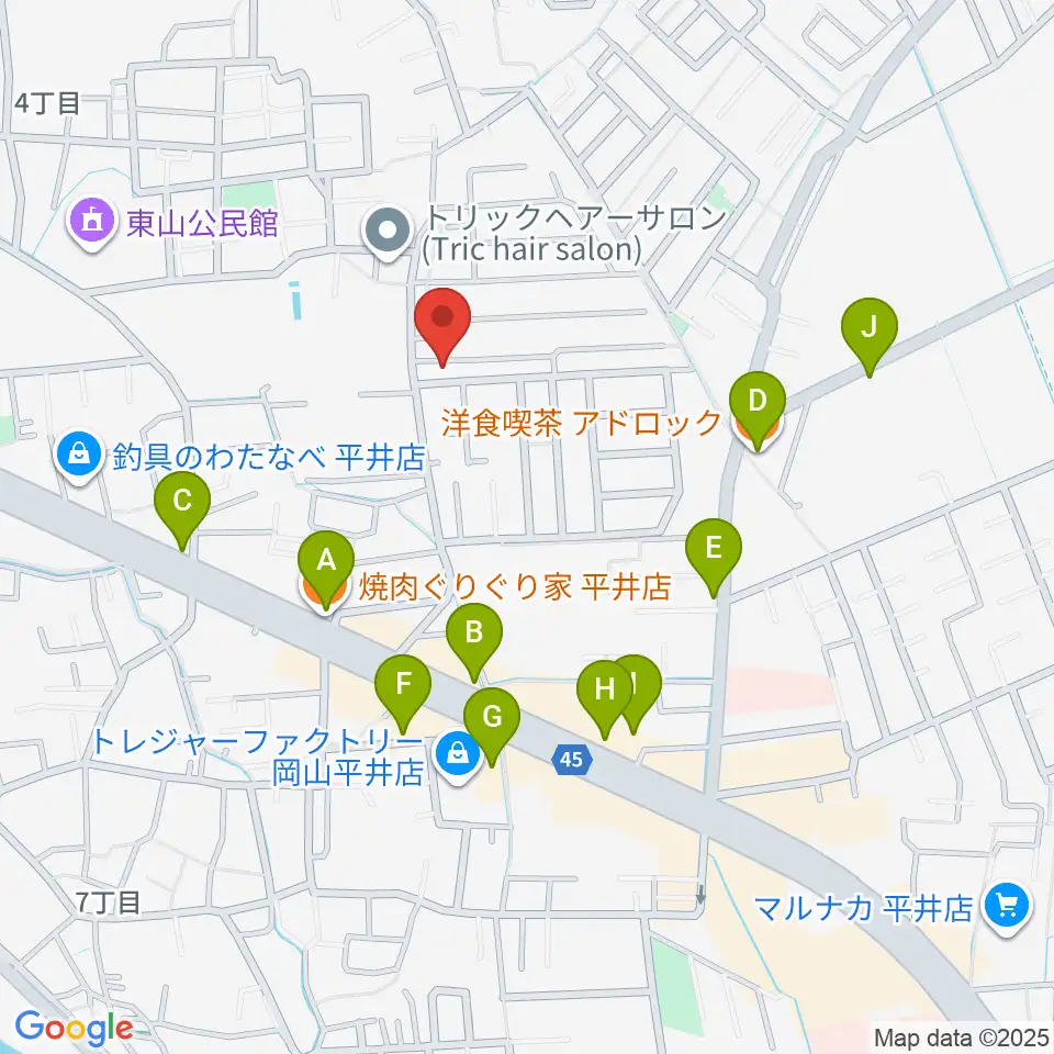 オトノハ周辺のファミレス・ファーストフード一覧地図