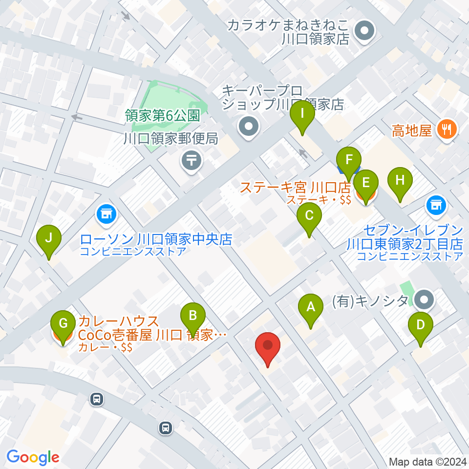 大島楽器周辺のファミレス・ファーストフード一覧地図