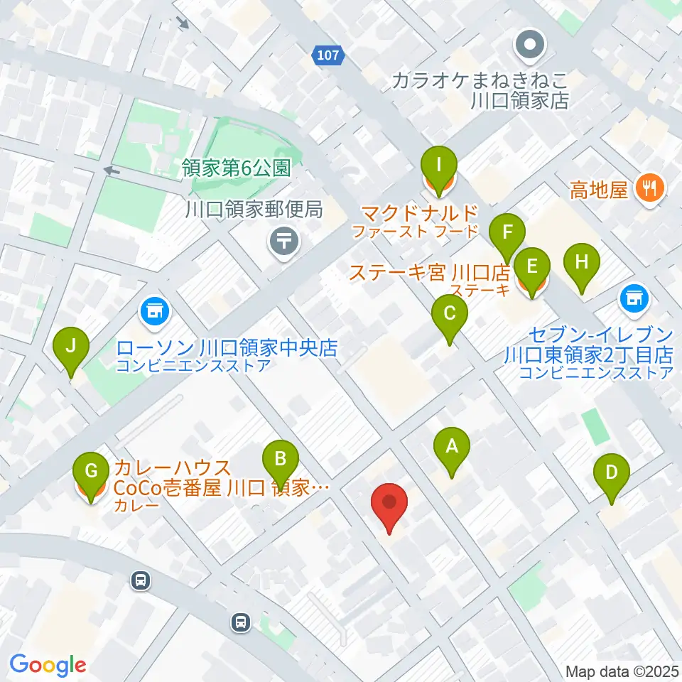 大島楽器周辺のファミレス・ファーストフード一覧地図