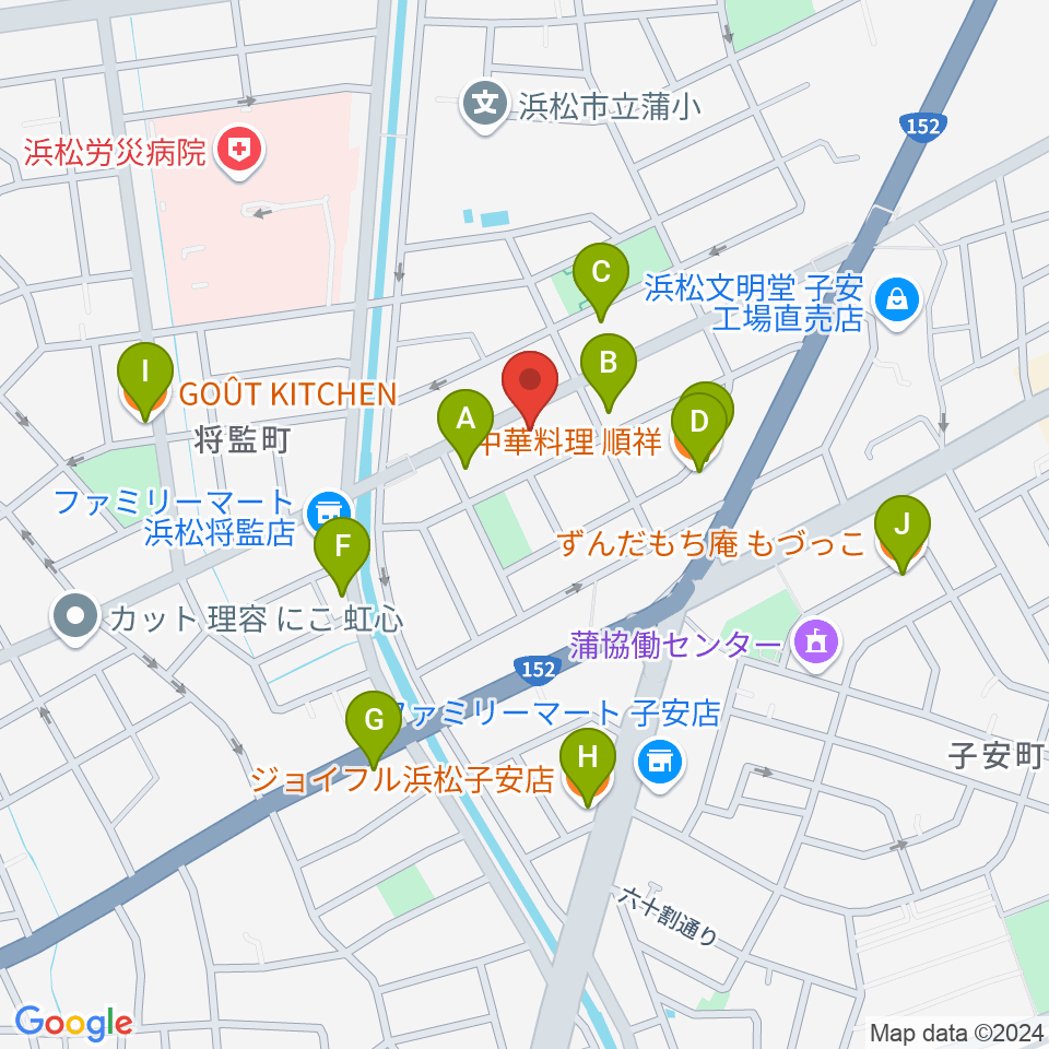 音楽教室キューズランド周辺のファミレス・ファーストフード一覧地図