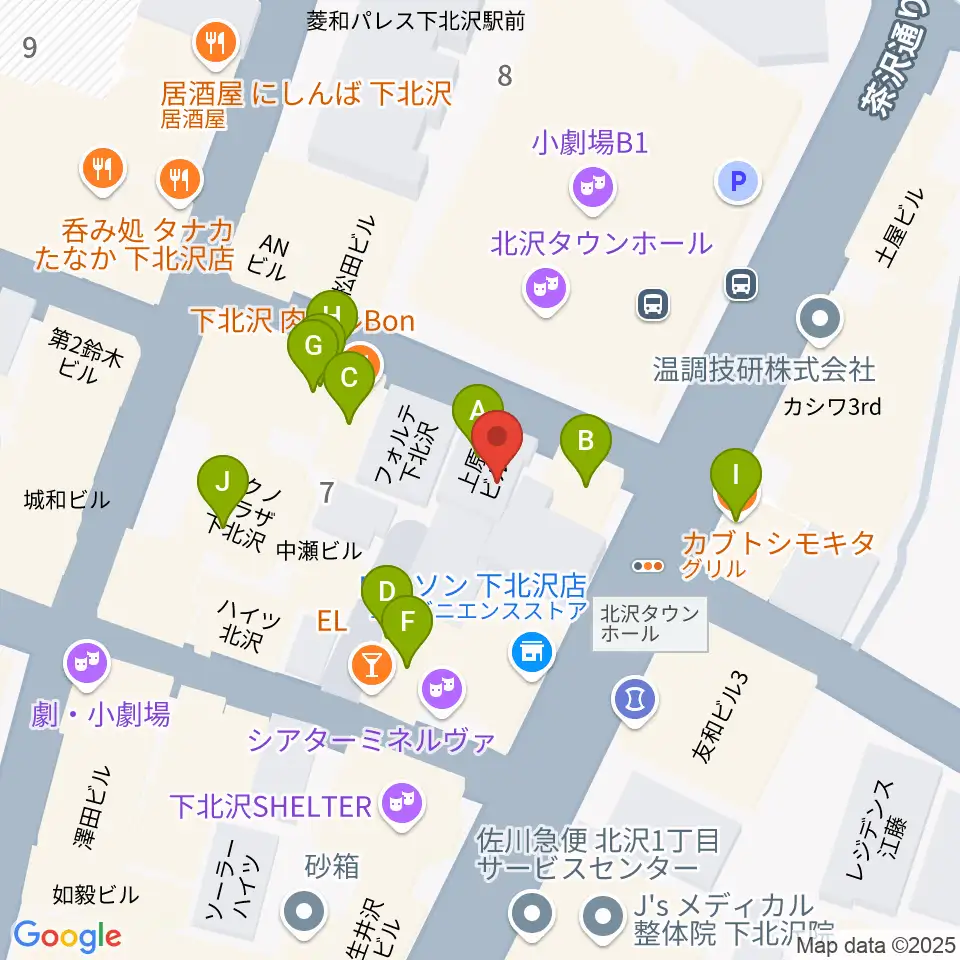 下北沢アンダーニース周辺のファミレス・ファーストフード一覧地図