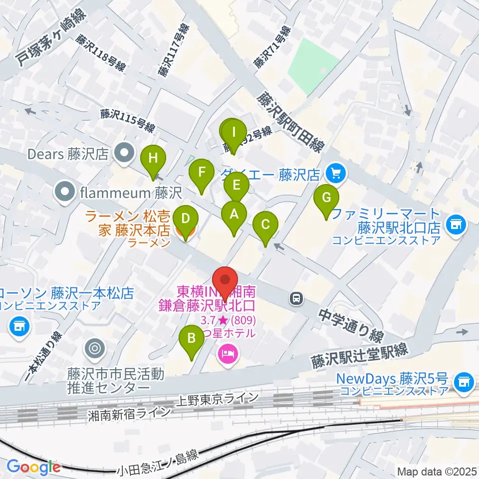 楽器屋BOW周辺のファミレス・ファーストフード一覧地図