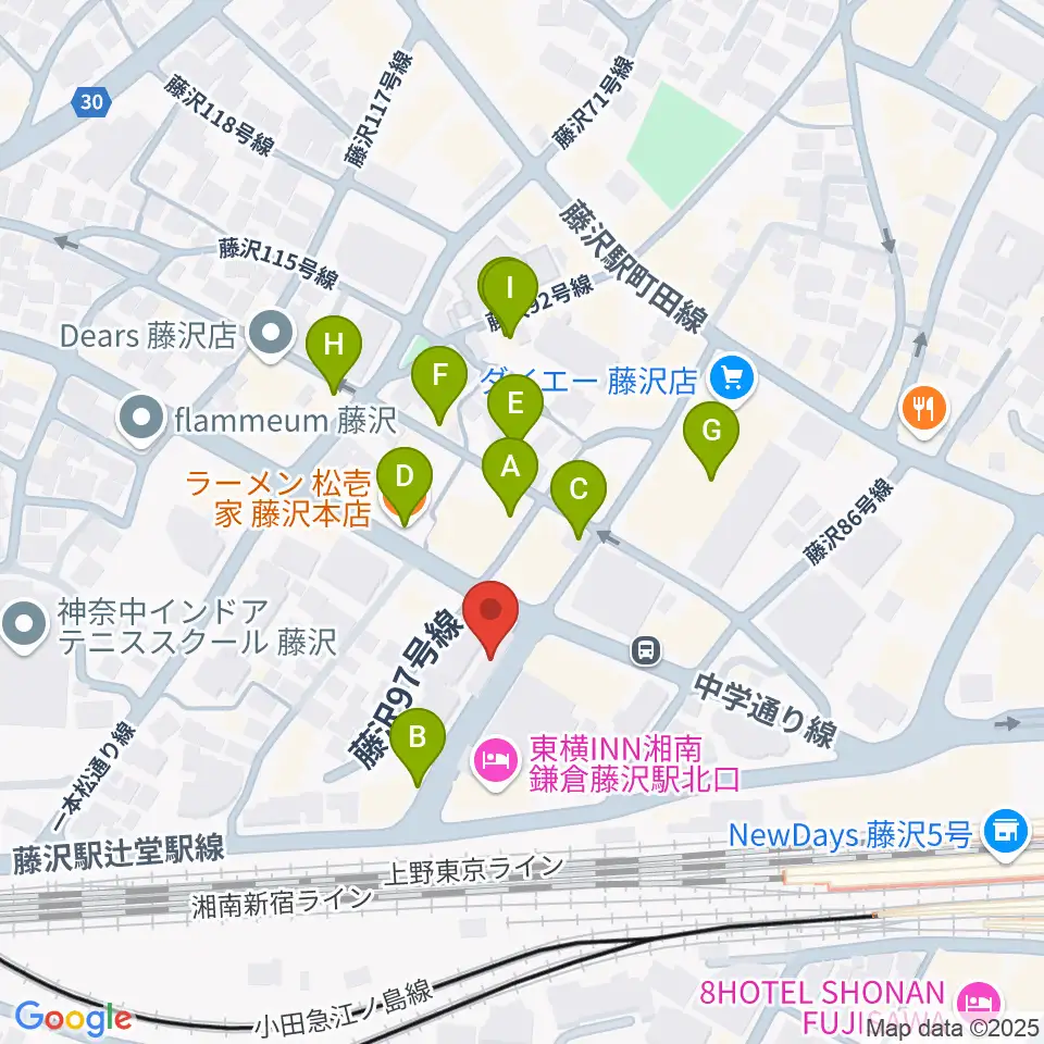 楽器屋BOW周辺のファミレス・ファーストフード一覧地図