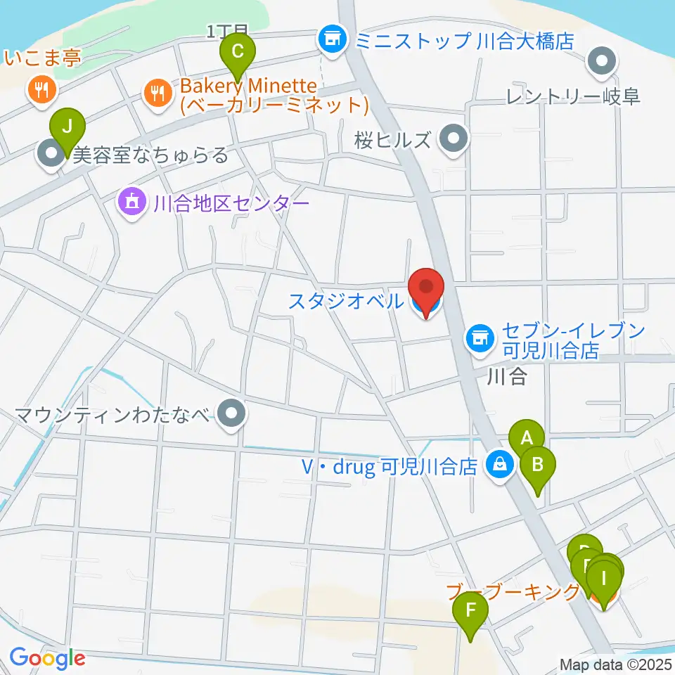 STUDIO BELL周辺のファミレス・ファーストフード一覧地図