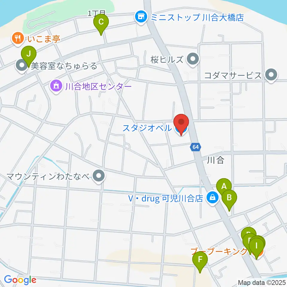 STUDIO BELL周辺のファミレス・ファーストフード一覧地図