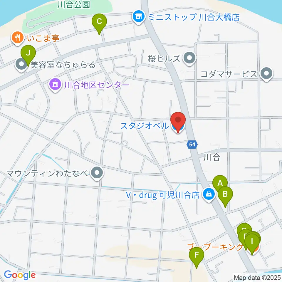 STUDIO BELL周辺のファミレス・ファーストフード一覧地図