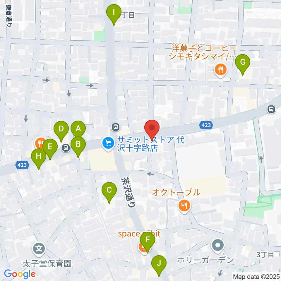 スタジオファミリア三軒茶屋店周辺のファミレス・ファーストフード一覧地図