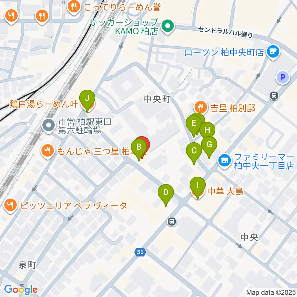 柏616&04周辺のファミレス・ファーストフード一覧地図