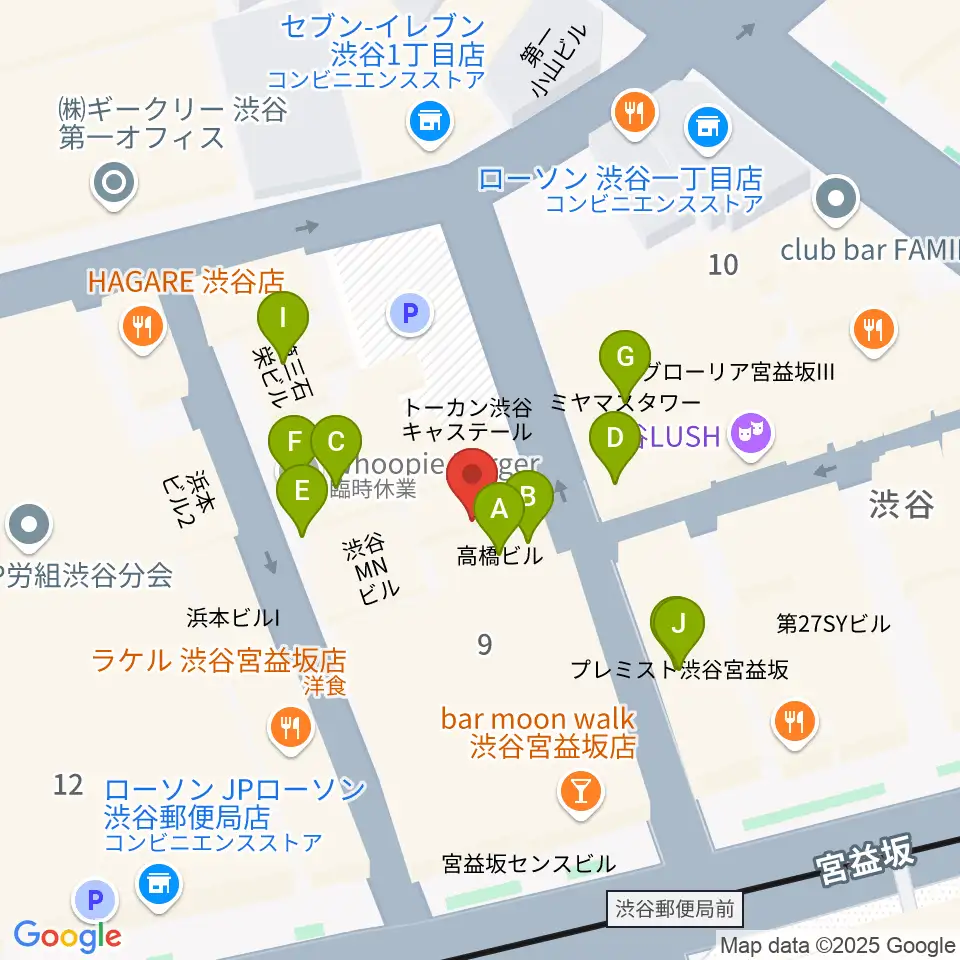 ヴォイスレッスンジャス周辺のファミレス・ファーストフード一覧地図