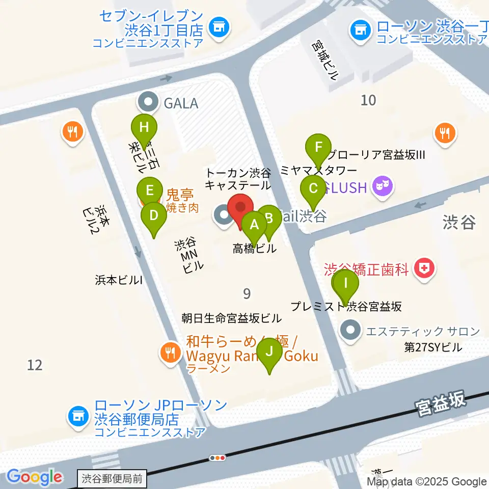ヴォイスレッスンジャス周辺のファミレス・ファーストフード一覧地図
