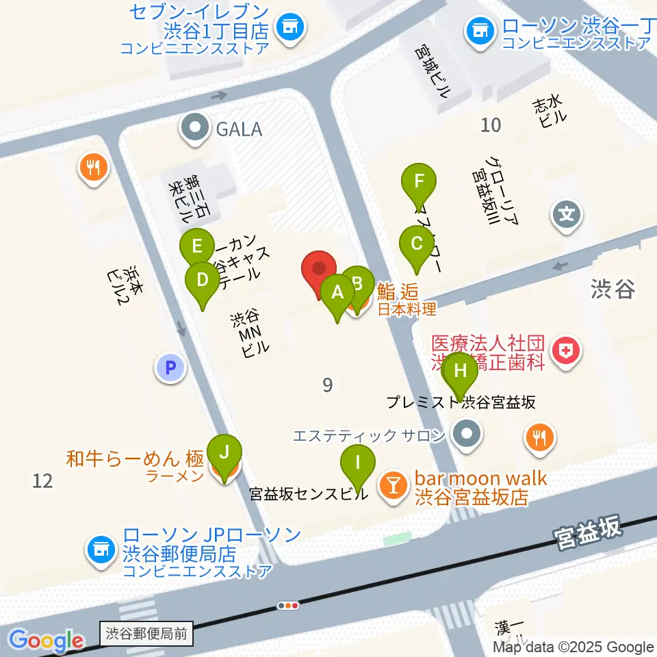 ヴォイスレッスンジャス周辺のファミレス・ファーストフード一覧地図