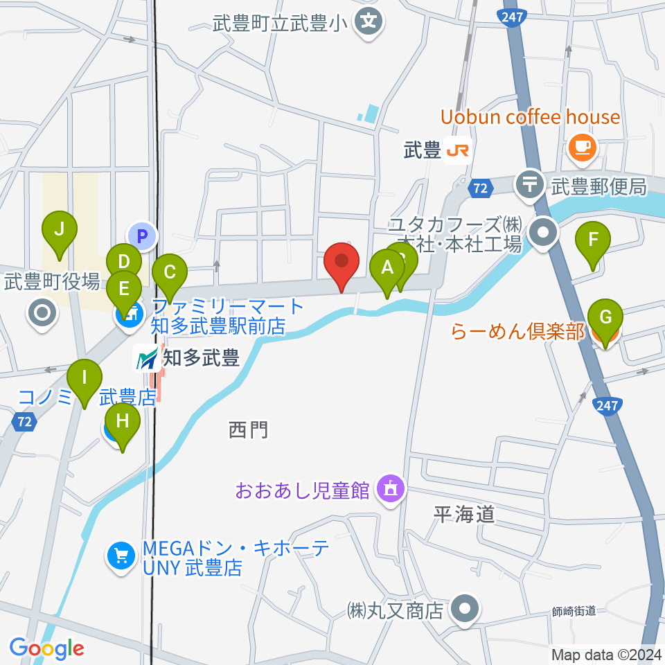 モリシタ楽器周辺のファミレス・ファーストフード一覧地図