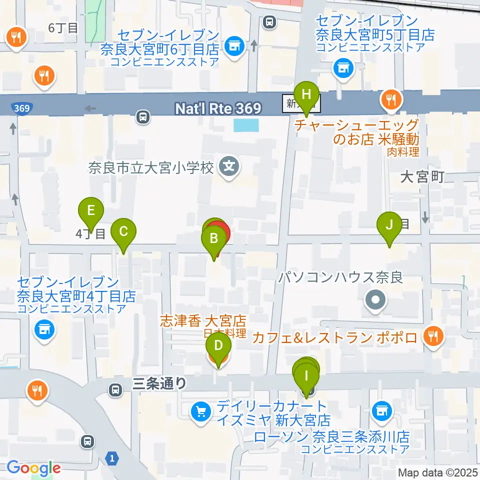 新大宮G5周辺のファミレス・ファーストフード一覧地図