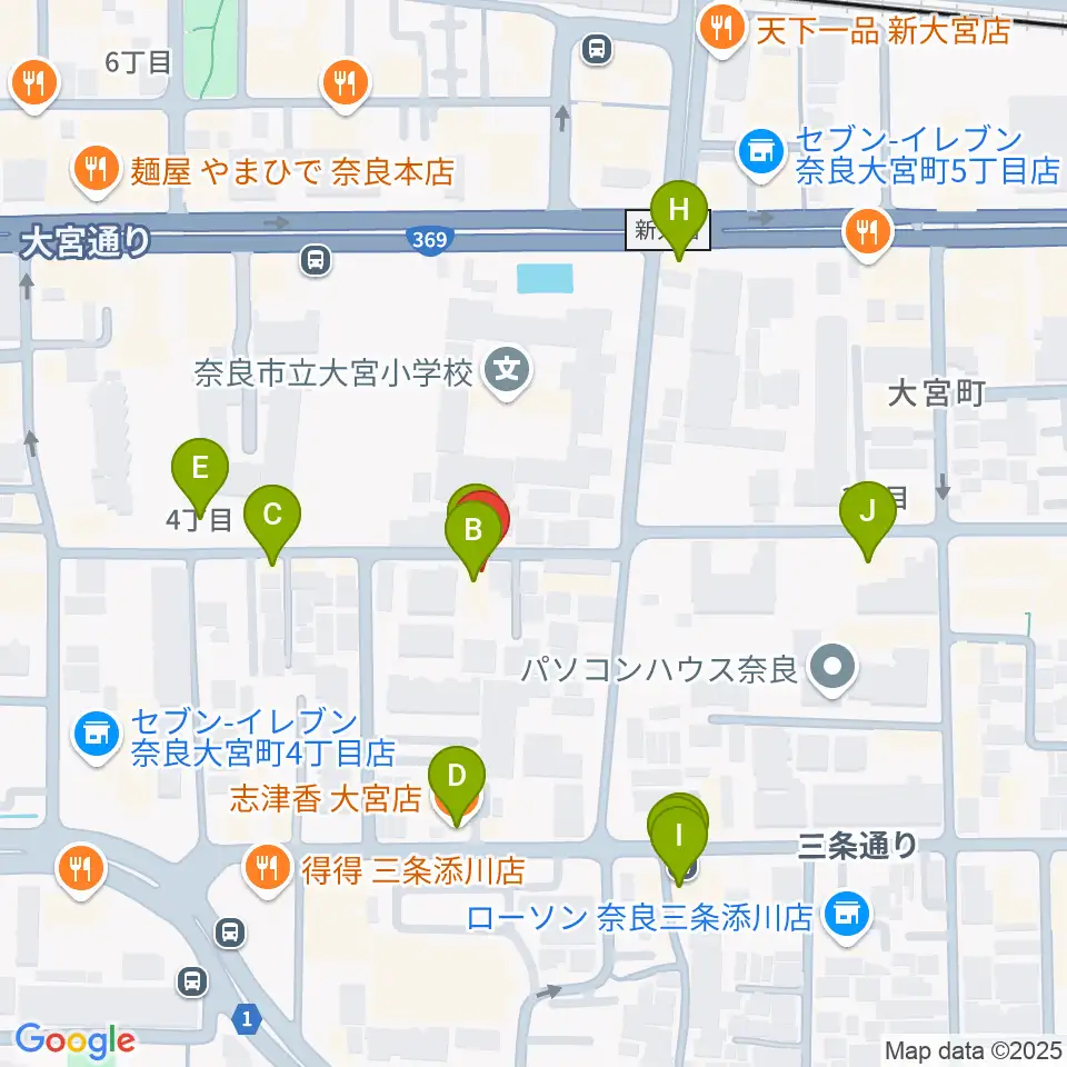新大宮G5周辺のファミレス・ファーストフード一覧地図
