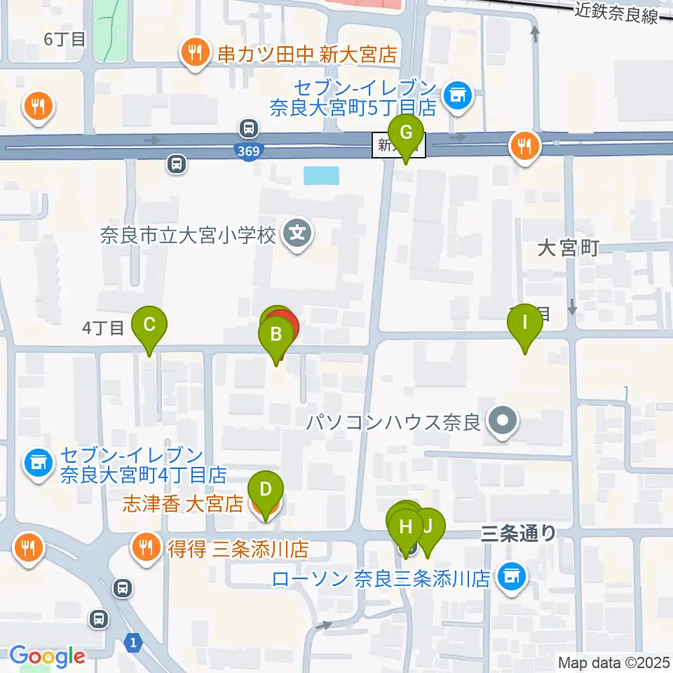 新大宮G5周辺のファミレス・ファーストフード一覧地図