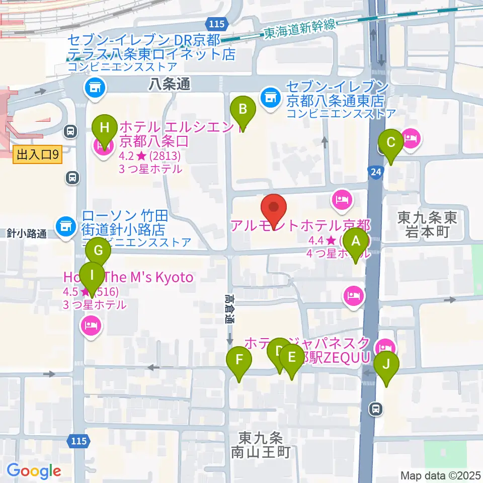 京都スタジオウェーブ周辺のファミレス・ファーストフード一覧地図