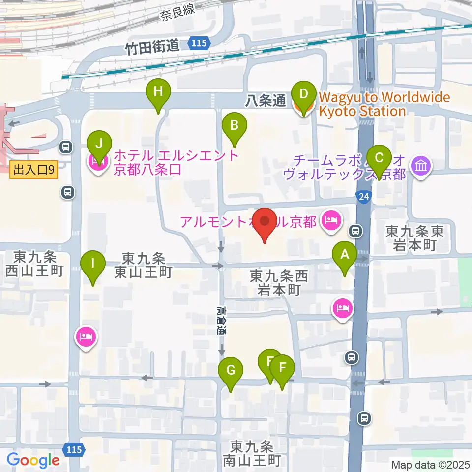 京都スタジオウェーブ周辺のファミレス・ファーストフード一覧地図