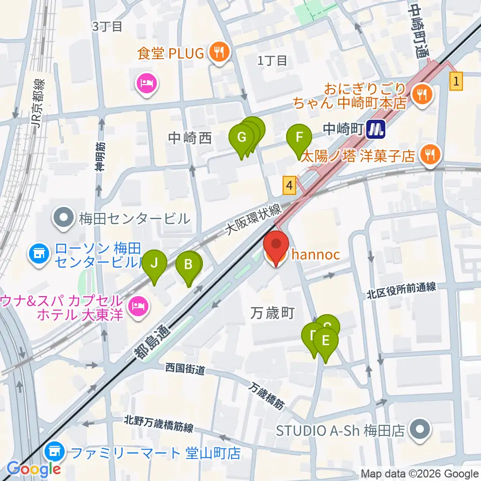 スタジオ246 Osaka 周辺のファミレス ファーストフード一覧マップ スタジオ246 Osaka 周辺のファミレス ファーストフード一覧マップ