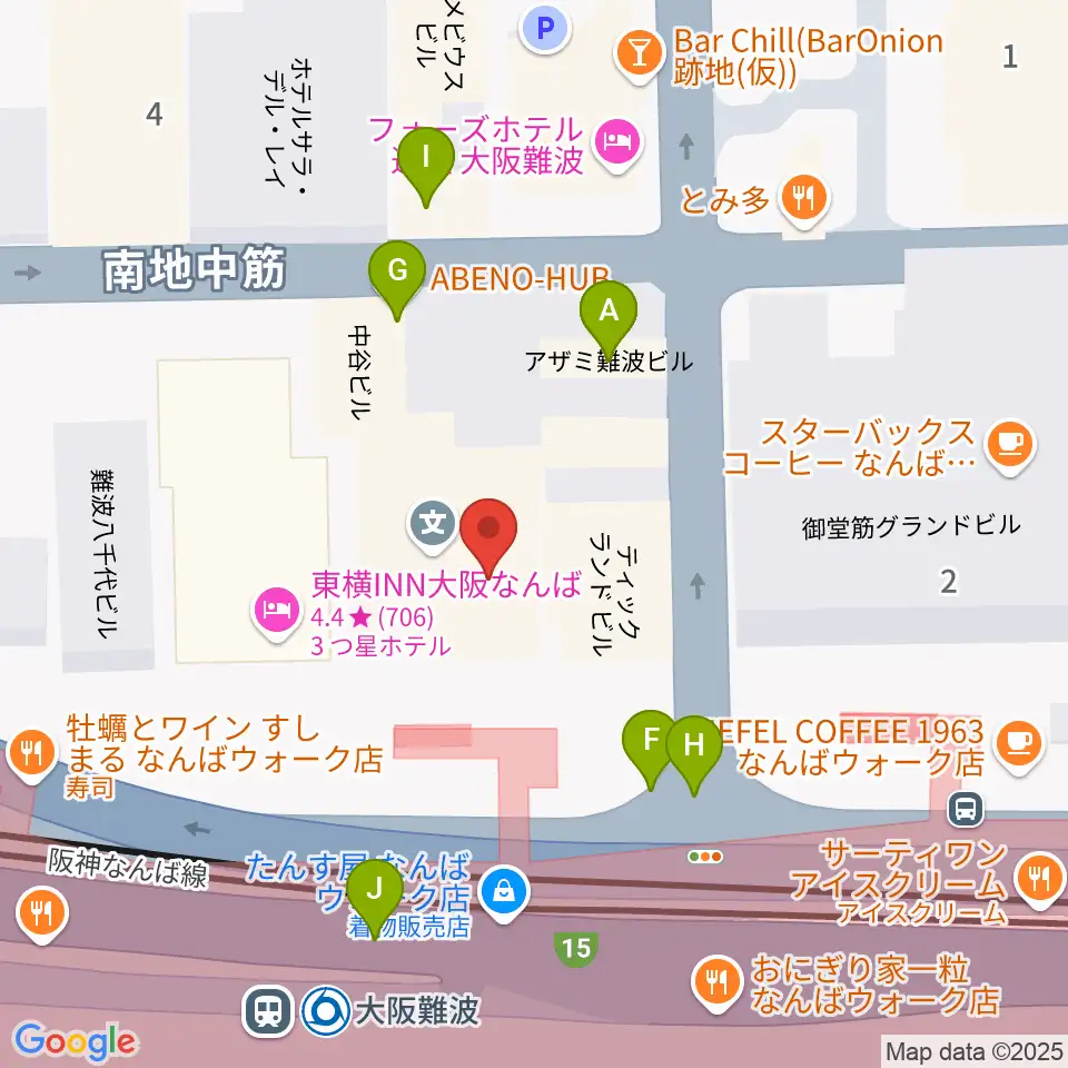スタジオ246なんば周辺のファミレス・ファーストフード一覧地図